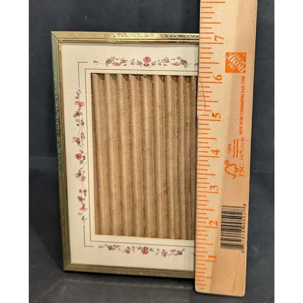 Vintage Gold Metal Photo Frame Ditzy Dainty Floral Mat Easel Back 5x7 Small